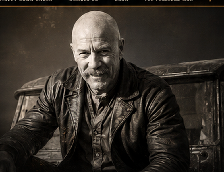 Black and gold cinematic Roger Ward profile artwork